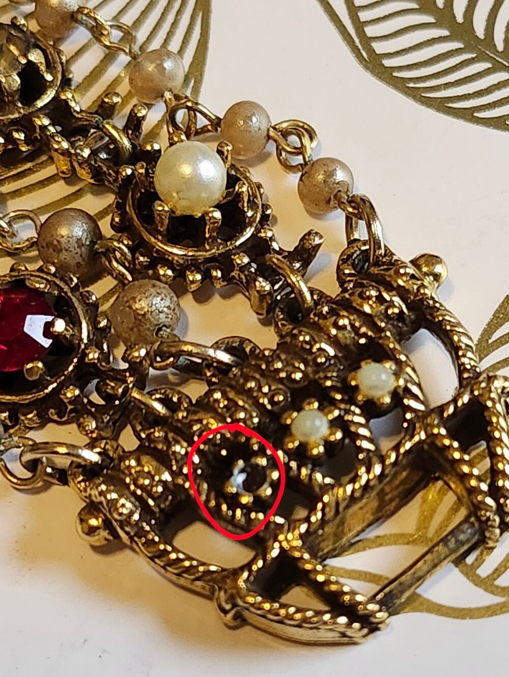 Vintage 1950s Rhinestone & Faux Pearl Cluster Earrings & Bracelet - Picture 9 of 10